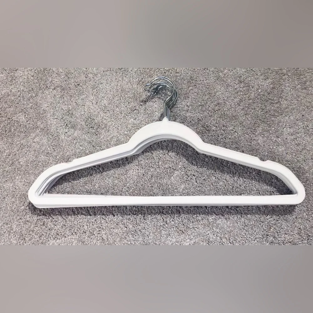 9 pack of white fabric coat hangers